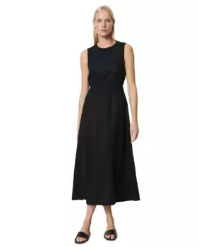 Укороченное льняное платье с резинкой на талии MARC O'POLO, черный