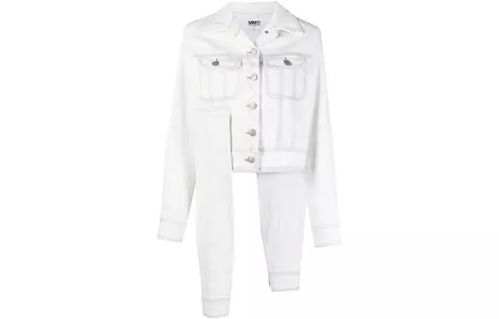 Укороченное пальто женское белое Mm6 Maison Margiela