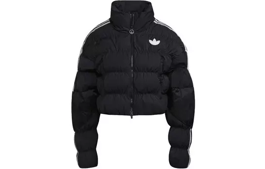 Укороченное пальто женское черное Adidas Originals