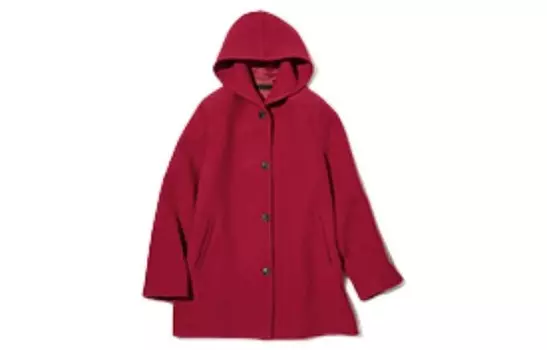 Короткое пальто с капюшоном Uniqlo, 16 красный