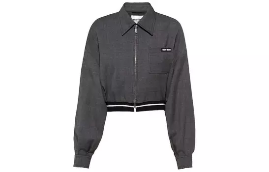 Укороченное пальто женское серое Miu Miu