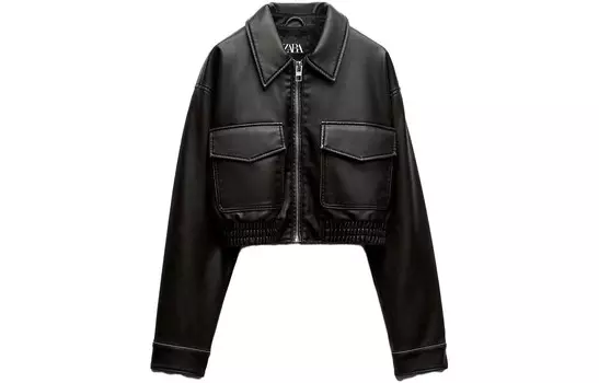 Укороченное пальто женское темно-серое Zara