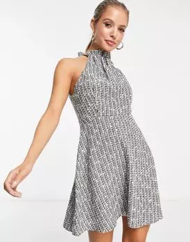 Укороченное платье цвета хаки-букле ASOS