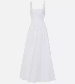 Укороченное платье макси из хлопкового поплина Wells Staud, Wht
