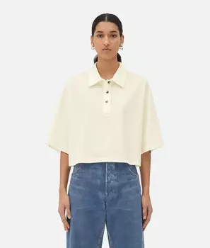 Укороченное поло из легкого хлопкового пике Bottega Veneta