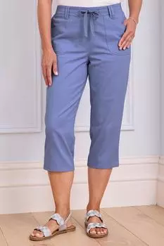 Укороченные брюки без морщин, внутренняя сторона штанин 20,5 дюйма (52 см) Cotton Traders, фиолетовый