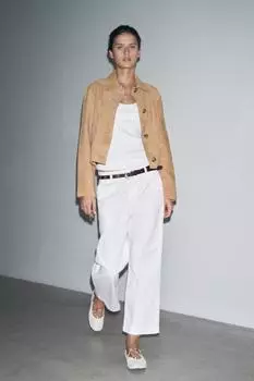 Укороченные брюки-чинос ZARA, экрю