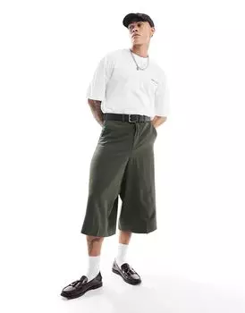 Укороченные брюки цвета хаки ASOS DESIGN