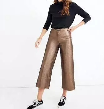 Укороченные брюки Emmette Wide Leg Metallic в бронзовом/золотом цвете Madewell