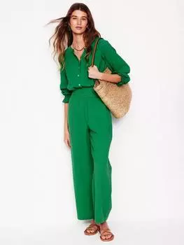 Укороченные брюки из двойной ткани Boden, зеленый