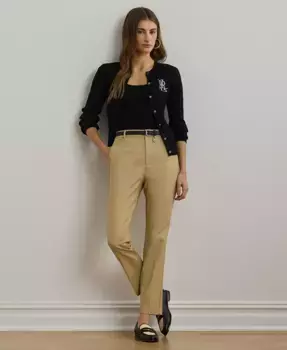 Укороченные брюки из двустороннего эластичного хлопка Lauren Ralph Lauren, коричневый/бежевый