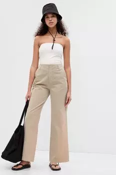 Укороченные брюки из хлопка Gap, коричневый