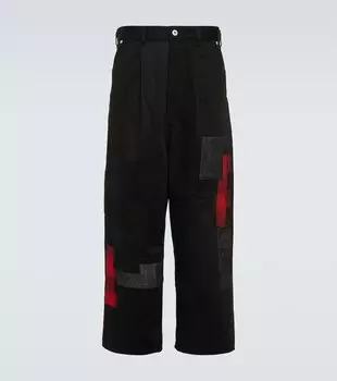 Укороченные брюки из хлопка в стиле пэчворк Comme Des Garons Homme, черный