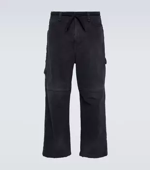 Укороченные брюки из хлопковой парусины со средней посадкой Balenciaga, черный