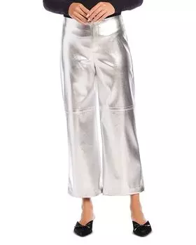 Укороченные брюки из искусственной кожи Fifteen Twenty, серебряный