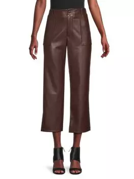 Укороченные брюки из искусственной кожи Saks Fifth Avenue, цвет Chocolate