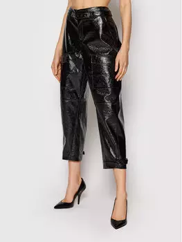 Укороченные брюки из искусственной кожи Ted Baker, черный