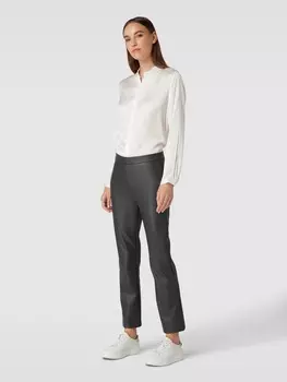 Укороченные брюки из кожи с эластичным поясом Raffaello Rossi, темно-серый