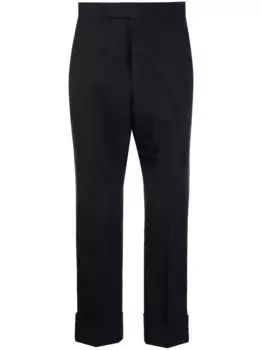 Укороченные брюки из шерсти с полосками 4-Bar THOM BROWNE, синий