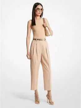 Укороченные брюки из смесового хлопка из твила Michael Kors, бежевый