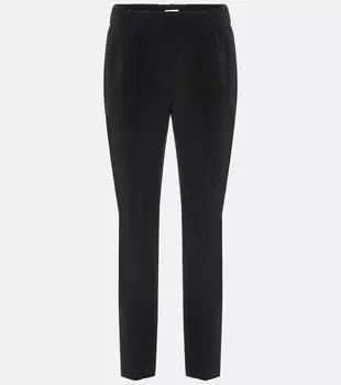 Укороченные брюки из смесового шелка BRUNELLO CUCINELLI, черный