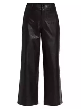Укороченные брюки из веганской кожи Anessa Paige, черный