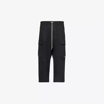 Укороченные брюки карго прямого кроя из эластичного хлопка Rick Owens, черный