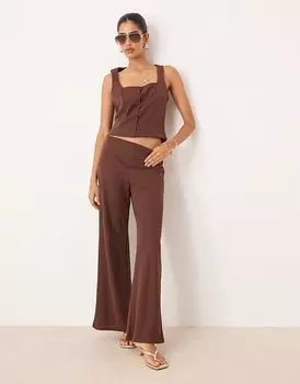 Укороченные брюки-клеш от Mango коричневого цвета
