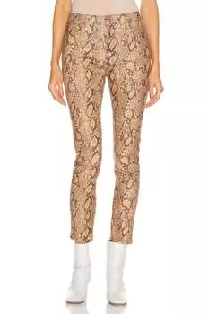 Укороченные брюки Le High Skinny из кожи с покрытием Python FRAME, цвет coated python