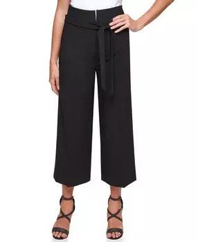 Укороченные брюки petite wide leg DKNY, черный