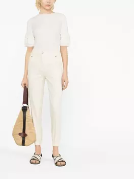 Укороченные брюки с эластичными манжетами TWINSET, бежевый