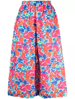 Укороченные брюки с цветочным принтом Daniela Gregis, белый