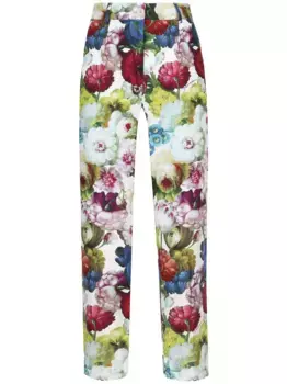 Укороченные брюки с цветочным принтом DOLCE & GABBANA, белый