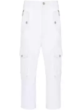 Укороченные брюки с логотипом BALMAIN, белый
