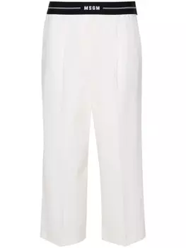 Укороченные брюки с логотипом MSGM, белый