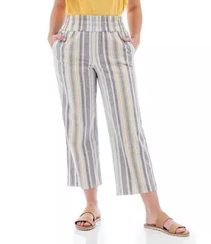Укороченные брюки с присборенной талией и боковыми карманами в полоску Aventura Shoreline, широкие брюки без застежки, мультиколор