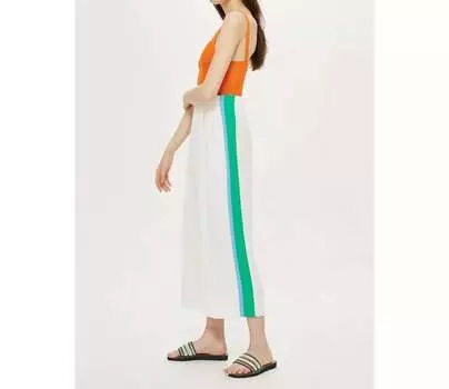 Укороченные брюки с широкими складками и полосками по бокам, разноцветные Topshop, мультиколор