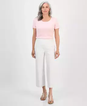 Укороченные брюки с высокой посадкой и широкими штанинами Petite Style & Co, коричневый/бежевый