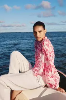 Укороченные брюки с высокой талией ZARA, устрично-белый