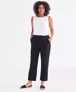 Укороченные брюки с завышенной талией на резинке Petite Mid Rise Pull-On Ankle Pants Style & Co, черный