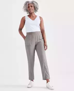 Укороченные брюки с завышенной талией на резинке Petite Mid Rise Pull-On Ankle Pants Style & Co, зеленый