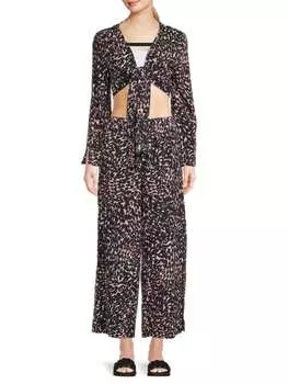 Укороченные брюки Sanctuary с леопардовым принтом без застежки, мультиколор