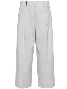 Укороченные брюки широкого кроя Peserico, серый