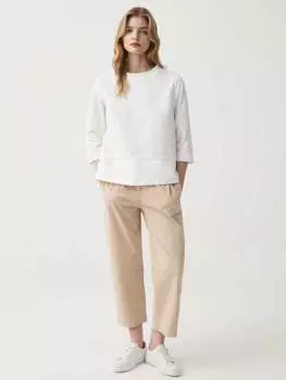 Укороченные брюки-сигареты на пуговицах Hybrid, цвет light beige