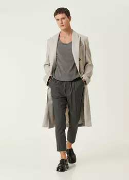 Укороченные брюки со складками Ami Paris, серый