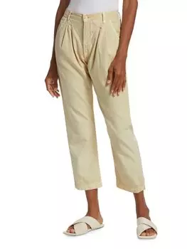 Укороченные брюки со складками Hayden Nsf, бежевый