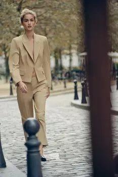 Укороченные брюки со стразами ZARA, средний кэмел