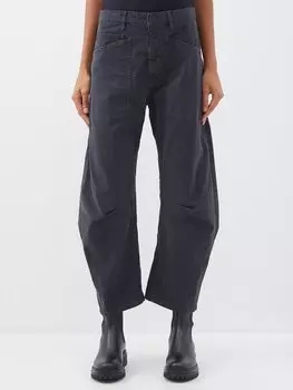 Укороченные брюки свободного кроя из твила shon Nili Lotan, черный