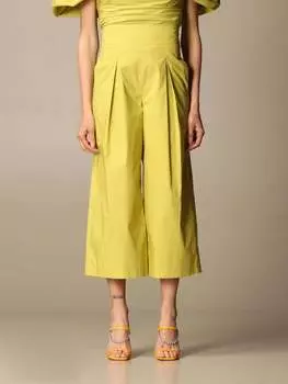 Укороченные брюки Teso Cotton Crop цвета лайм PINKO, цвет lime