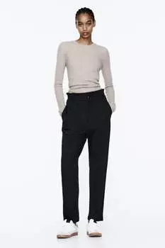 Укороченные брюки в виде бумажного пакета ZARA, черный